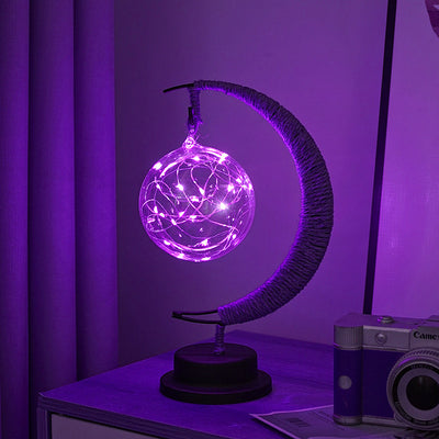 LED Star Moon Light Apple Vine Ball Creative Table Lamp Hemp Rope Iron Art USB Decorative Night Light