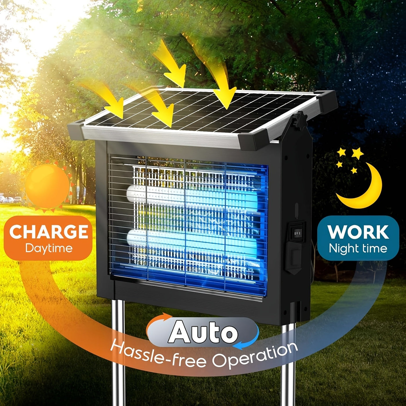 Solar Powered Bug Zapper Outdoor Zechuan Bug Zapper 4500V