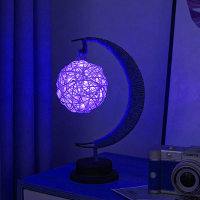 LED Star Moon Light Apple Vine Ball Creative Table Lamp Hemp Rope Iron Art USB Decorative Night Light