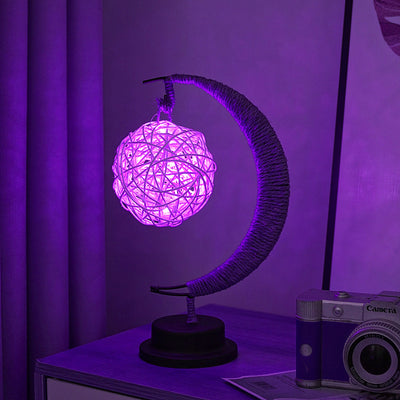 LED Star Moon Light Apple Vine Ball Creative Table Lamp Hemp Rope Iron Art USB Decorative Night Light