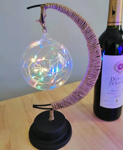 LED Star Moon Light Apple Vine Ball Creative Table Lamp Hemp Rope Iron Art USB Decorative Night Light