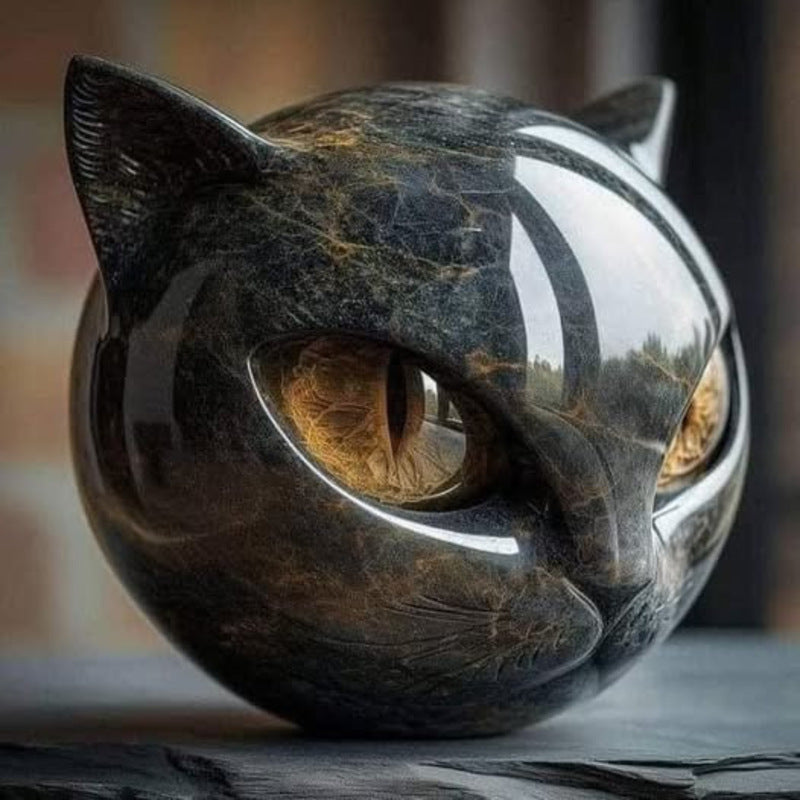 Black Cat Stone Statue