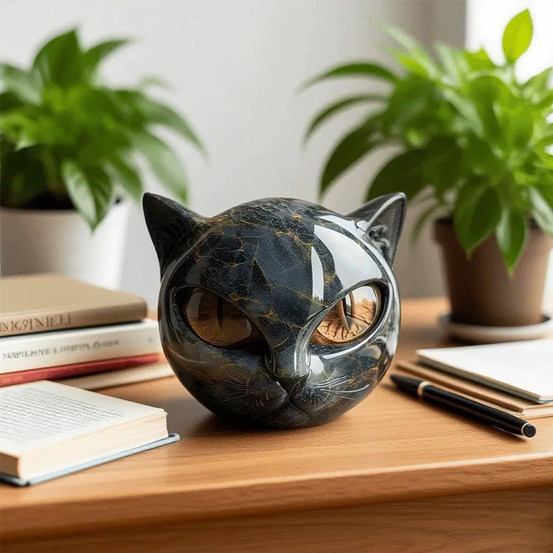 Black Cat Stone Statue