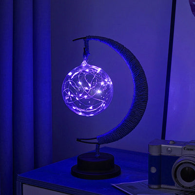 LED Star Moon Light Apple Vine Ball Creative Table Lamp Hemp Rope Iron Art USB Decorative Night Light