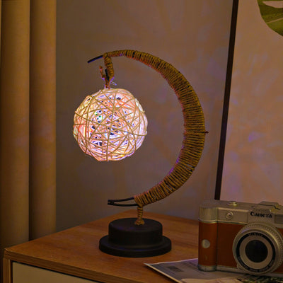 LED Star Moon Light Apple Vine Ball Creative Table Lamp Hemp Rope Iron Art USB Decorative Night Light