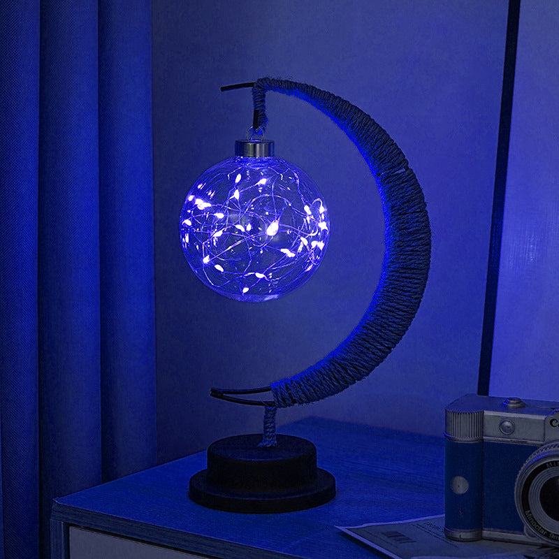 LED Star Moon Light Apple Vine Ball Creative Table Lamp Hemp Rope Iron Art USB Decorative Night Light