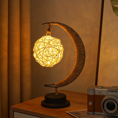 LED Star Moon Light Apple Vine Ball Creative Table Lamp Hemp Rope Iron Art USB Decorative Night Light