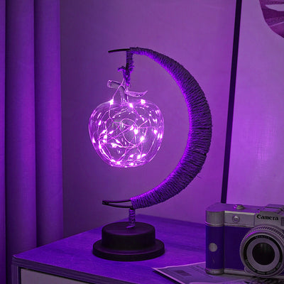 LED Star Moon Light Apple Vine Ball Creative Table Lamp Hemp Rope Iron Art USB Decorative Night Light