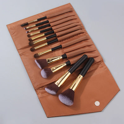 Travel makeup Essentials: 12pieces makeup brush set + Storage bag, soft bristles for easy powder grasping, portable beauty tools