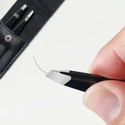 3pcs Beauty Tools Set: Premium Stainless Steel Eyebrow Tweezers with Sharp Precision Flat, Oblique & Pointed Tips for Perfect