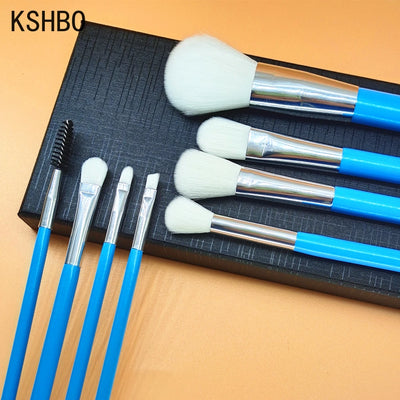 Blue Makeup Brushes Set Cosmetic Brush Eyeshadow Eyebrow Eyelash Face Foundation Blush Lips Beauty Make Up Tools and Powder Puff