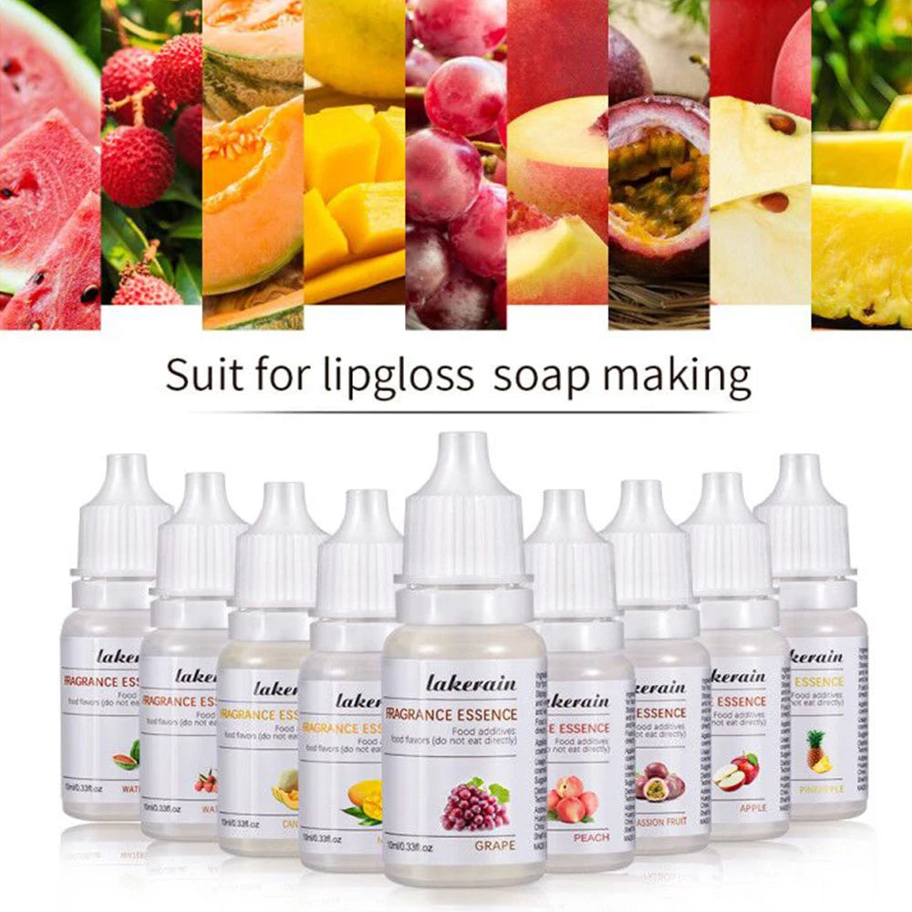 Pure Fruit Fragrance Oil 10ml Diffuser Essential Oils Strawberry Flavoring Oil for Lip Gloss DIY Soap Making Lipgloss Essence