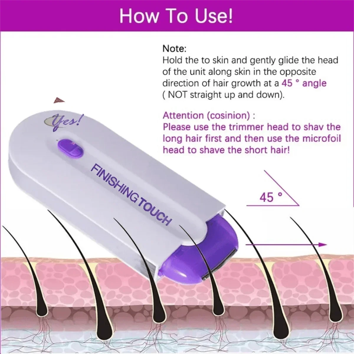 Professional Female Facial, Leg, Bikini, Hand, Body, Electric Shaver, Hair Removal Device