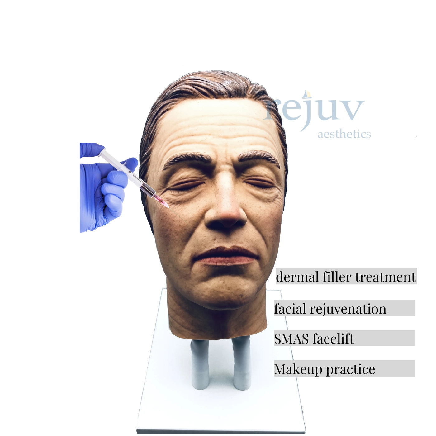 Male Realistic Injection Mannequin Face Training Model Training Head for Facial Injections Light Skin with Masculine Features