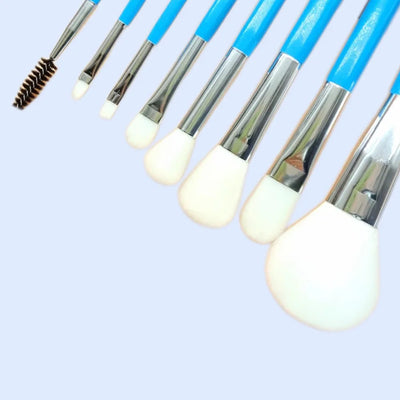 Blue Makeup Brushes Set Cosmetic Brush Eyeshadow Eyebrow Eyelash Face Foundation Blush Lips Beauty Make Up Tools and Powder Puff