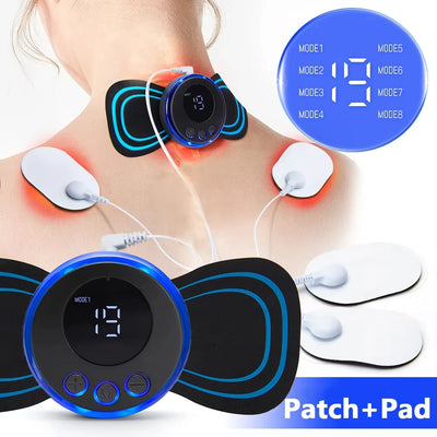 Portable Multi-Speed Electric Neck Massager - Smart Mini, Rechargeable, Adjustable Massage Patch for Neck & Shoulders