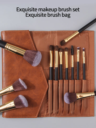 Travel makeup Essentials: 12pieces makeup brush set + Storage bag, soft bristles for easy powder grasping, portable beauty tools